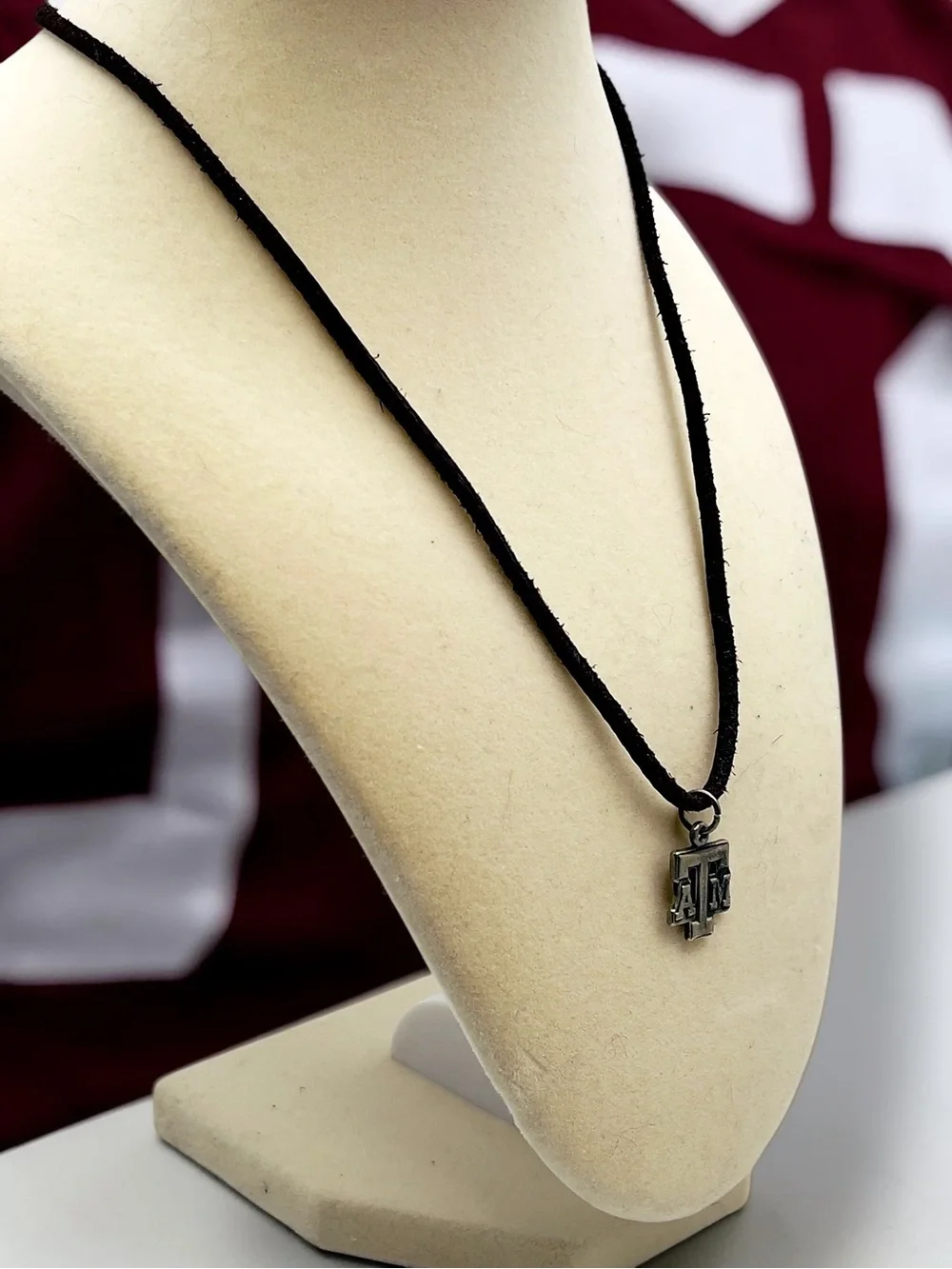 Texas A&M Aggies NCAA Logo Pewter Pendant Black Cord Necklace